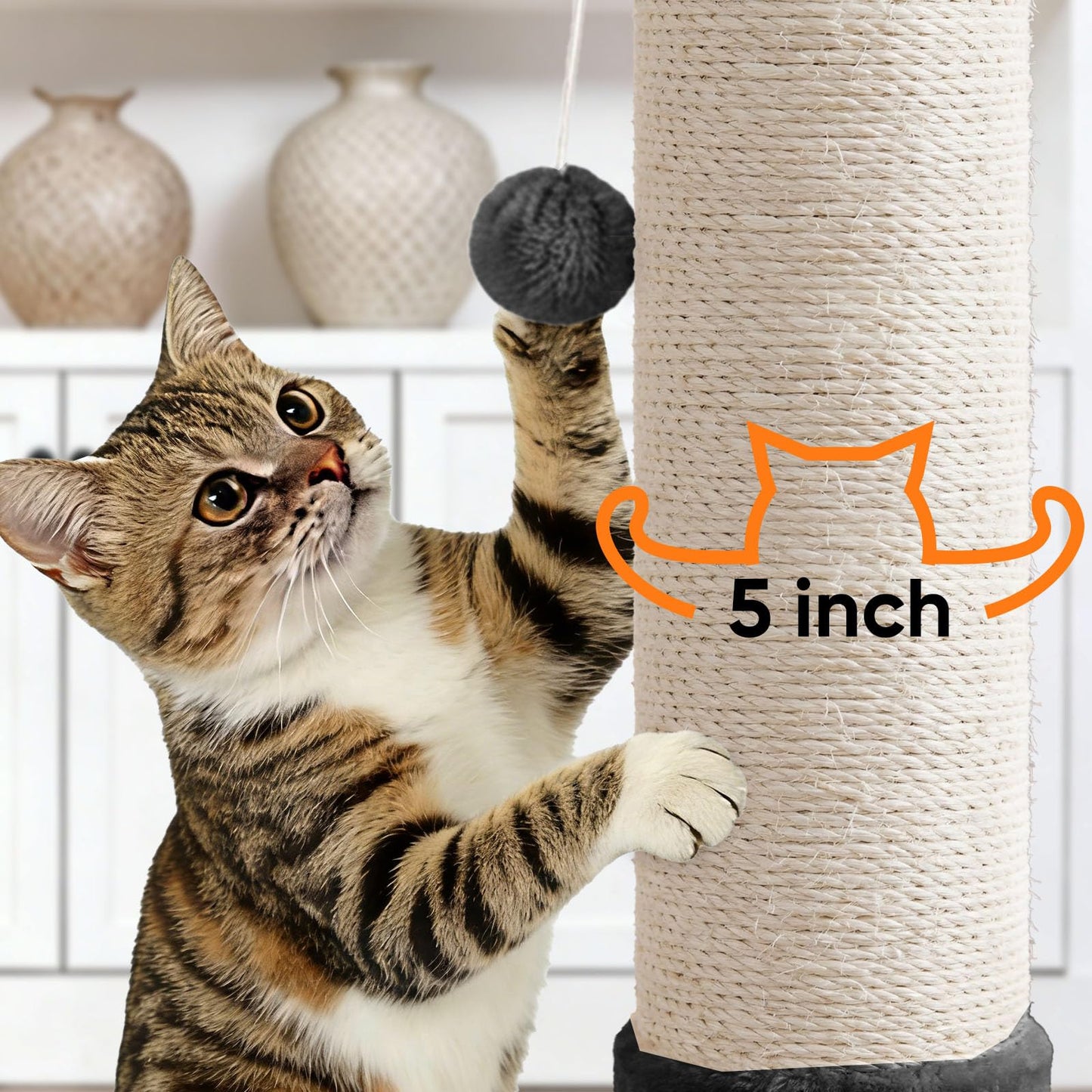 PAWSCRAT Cat Scratching Post 32" Tall, Large Diameter Scratcher