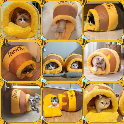 Honey Pot Cat Cave Bed, Soft and Thick Rebound Sponge Pet Nest Bed
