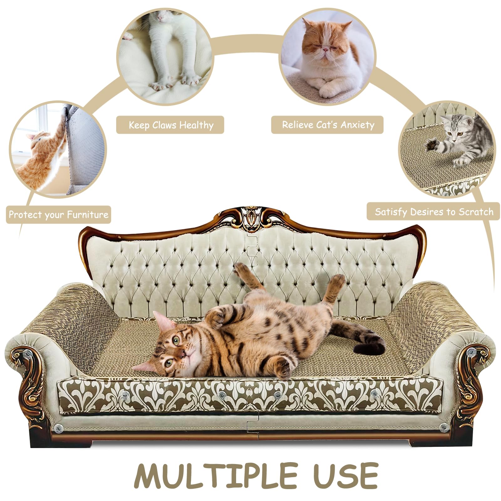 INRLKIT Luxury Cardboard Cat Scratcher Sofa Bed, Couch Shaped Bed