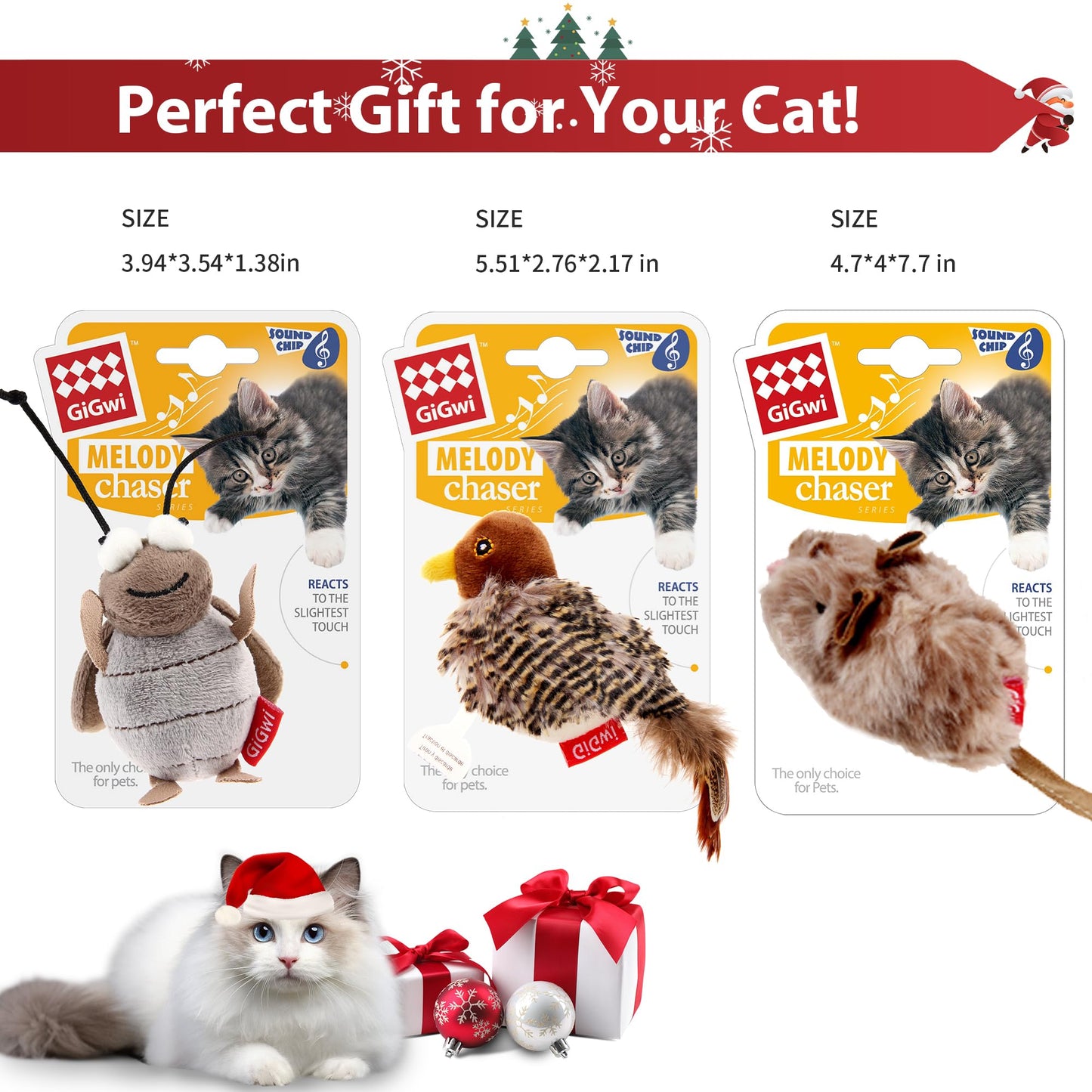 PETGEEK Gigwi Simulated Chirping Bird Cat Toy, Fake Feather