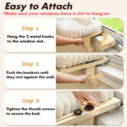 Zoratoo Cloud-Cuddle Cat Perch for Window Sill with Bolster, Bed