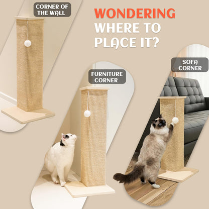 PETKARAY Couch Corner Cat Scratcher, 28'' Corner Wall Furniture