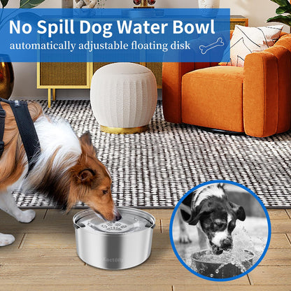 Kactoily Large Capacity Dog Water Bowl Stainless Steel No Spill Bowl