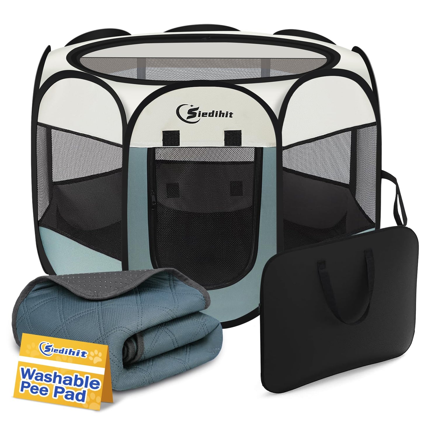 Siedihit Dog Playpen with Washable Pee Pad, Puppy Pet Cat Playpen