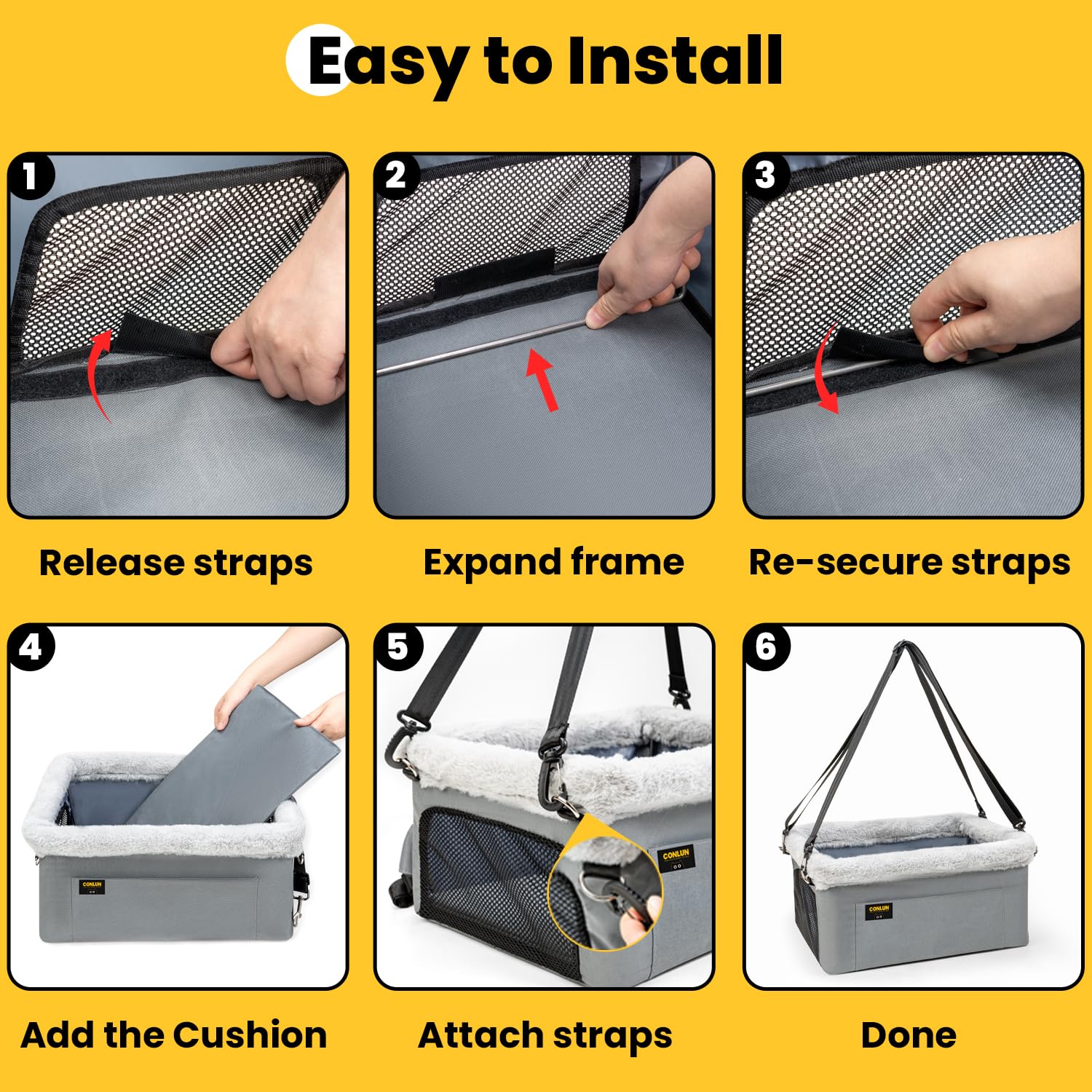 Conlun Dog Car Seat Booster for Small Pet Under Portable Travel Seat