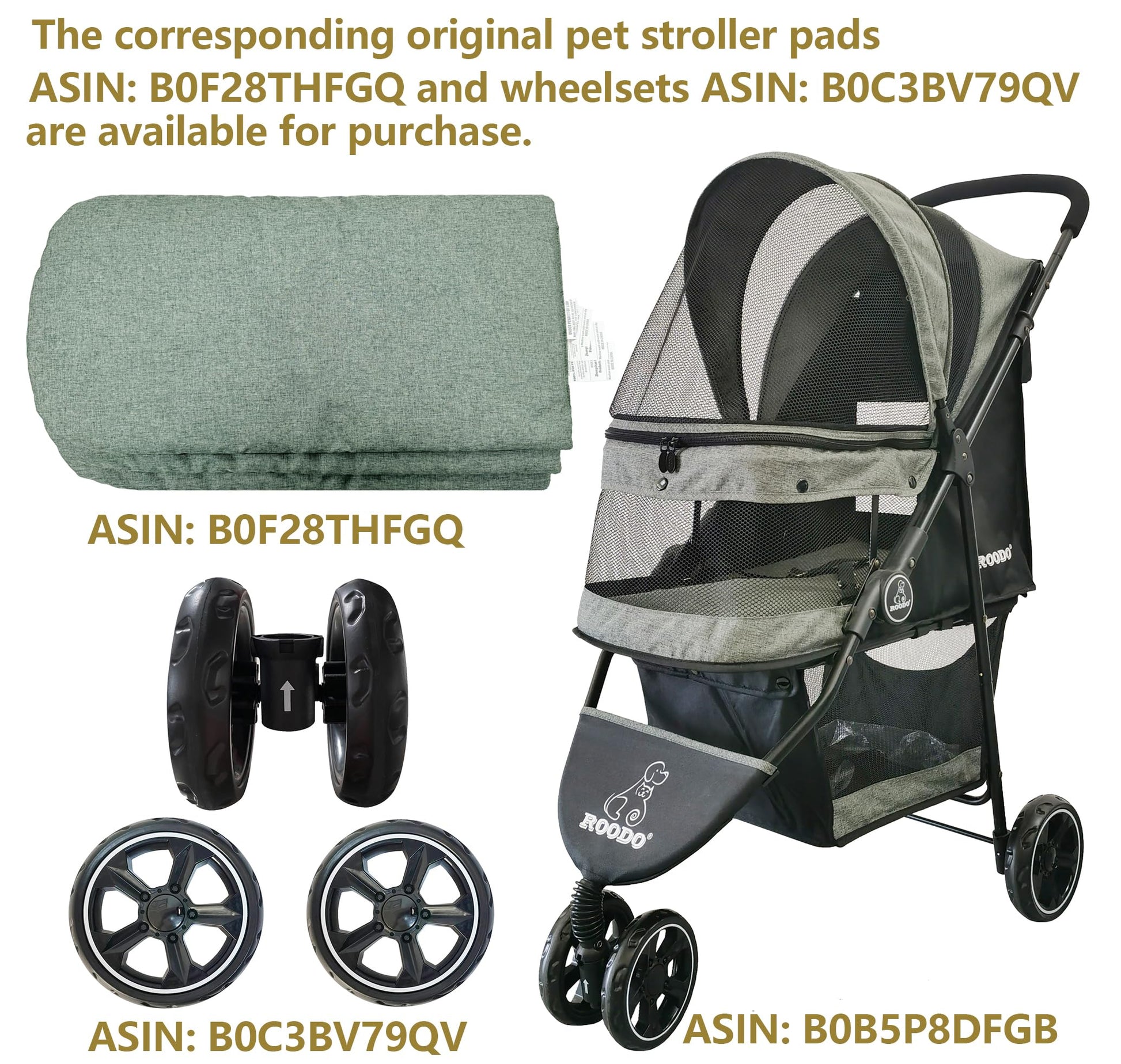 ROODO 3 Wheel Dog Pet Cat Stroller Best Lightweight Foldable Stroller