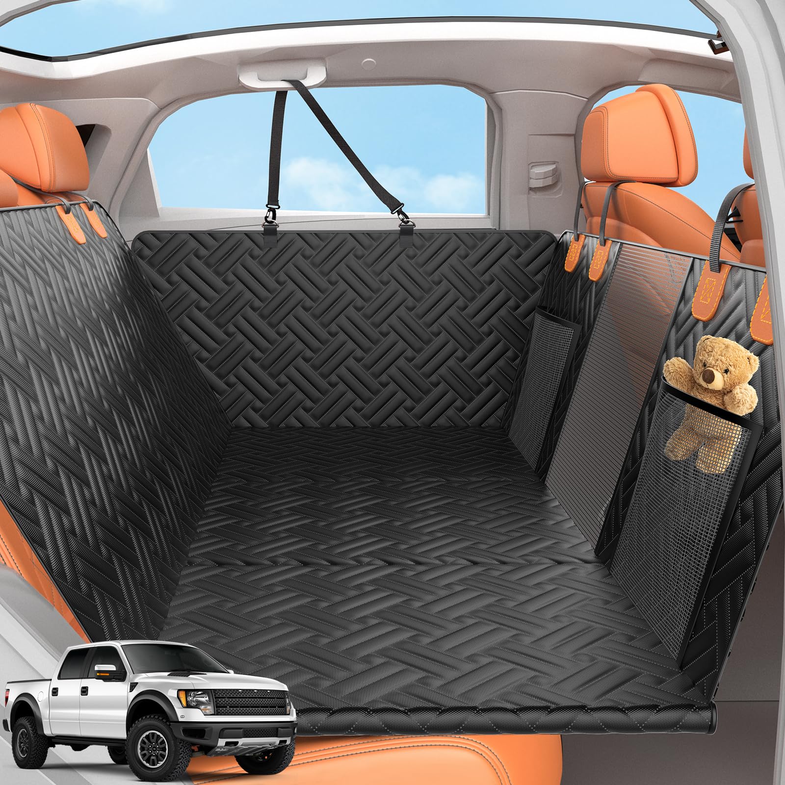 Back Seat Extender for Trucks,Hard Bottom Car Seat Cover