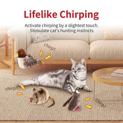 PETGEEK Gigwi Simulated Chirping Bird Cat Toy, Fake Feather