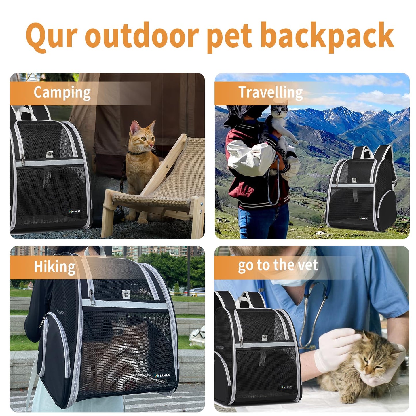 Cat Backpack Carrier for Small Dogs and Medium cat Puppy Carrier