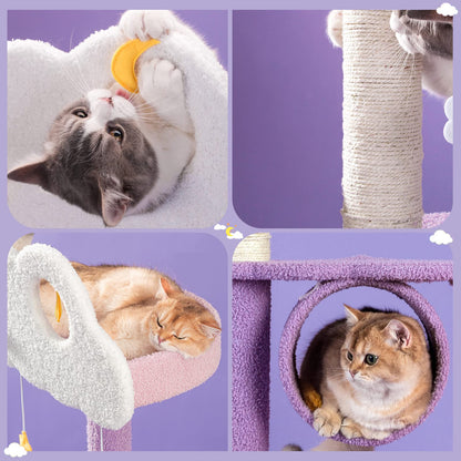 Lucky Monet Cat Tree for Indoor Cats, Multi-Level Cat Tower Ball