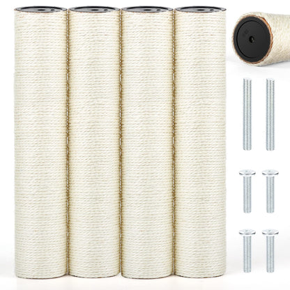 PETUOL 4 PCS M8 Cat Scratching Post Replacement, Sisal Pole Cat Tree