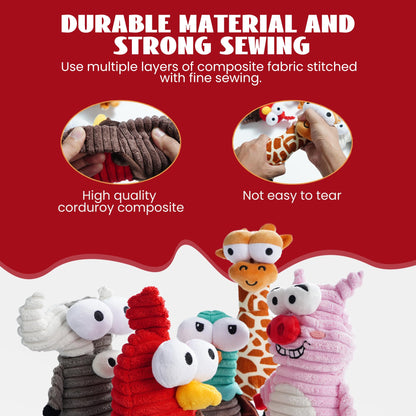 Nocciola 5-Pack Squeaky Dog Toys, Durable Stuffed Critter Zoo Dog Toys