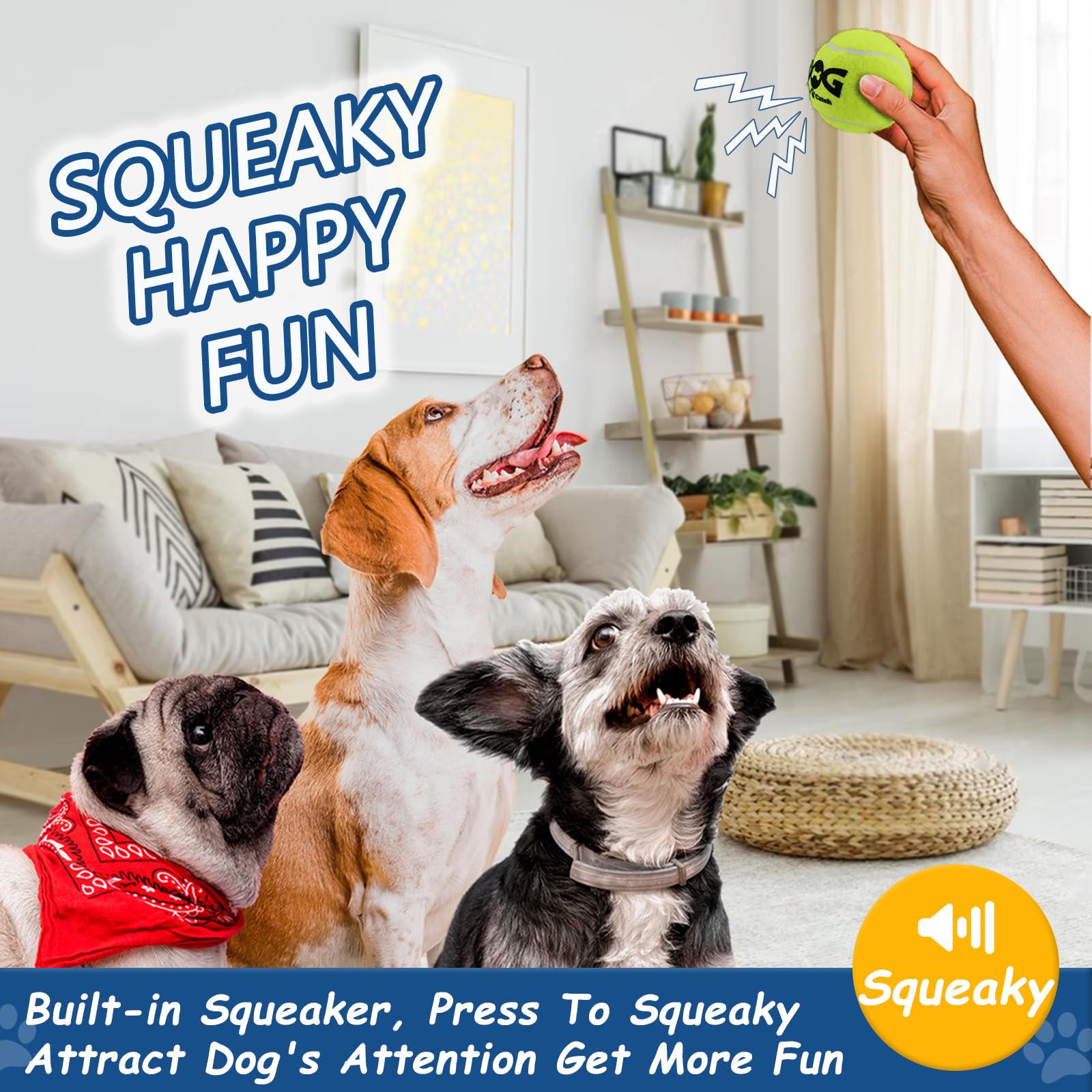 INSUM Squeaky Tennis Balls for Dogs Bulk 50 Pack 2.5'' Durable Balls