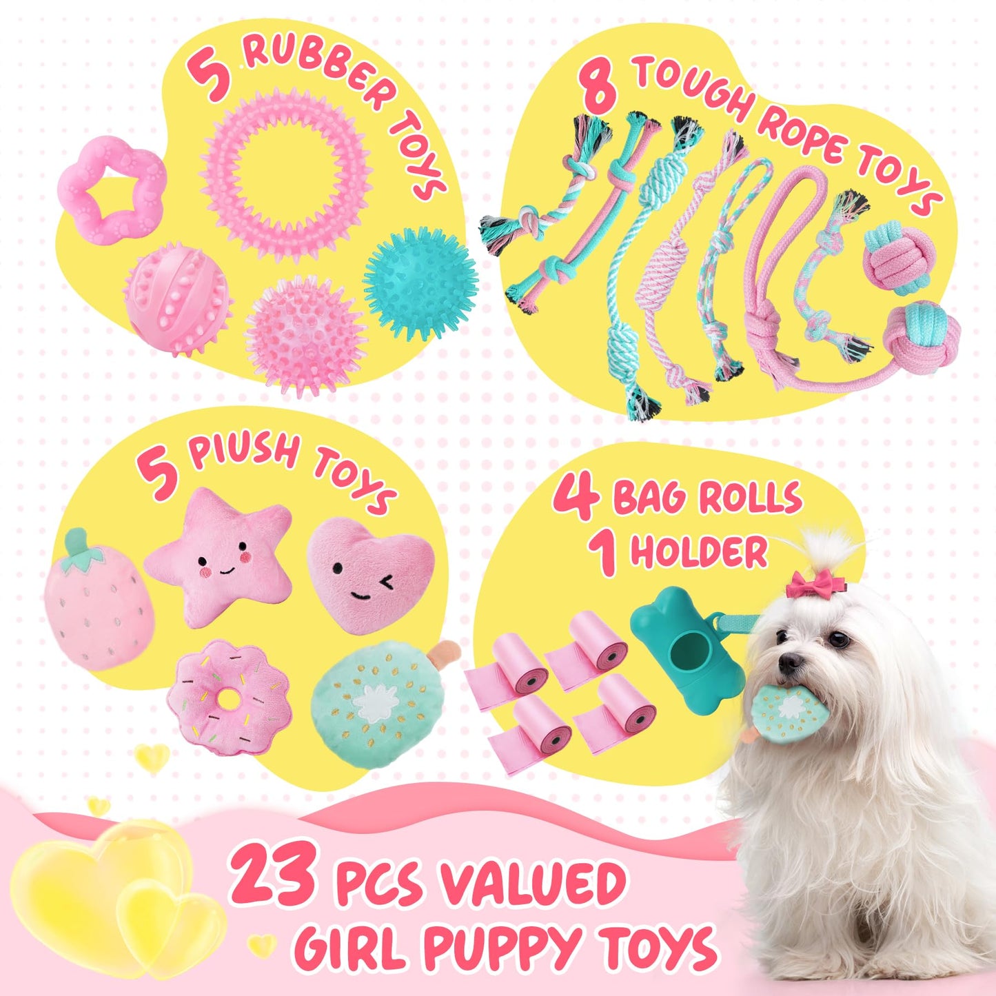 XIUGOAL Puppy Toys for Boredom 23 Pack Puppy Chew Toys for Chew