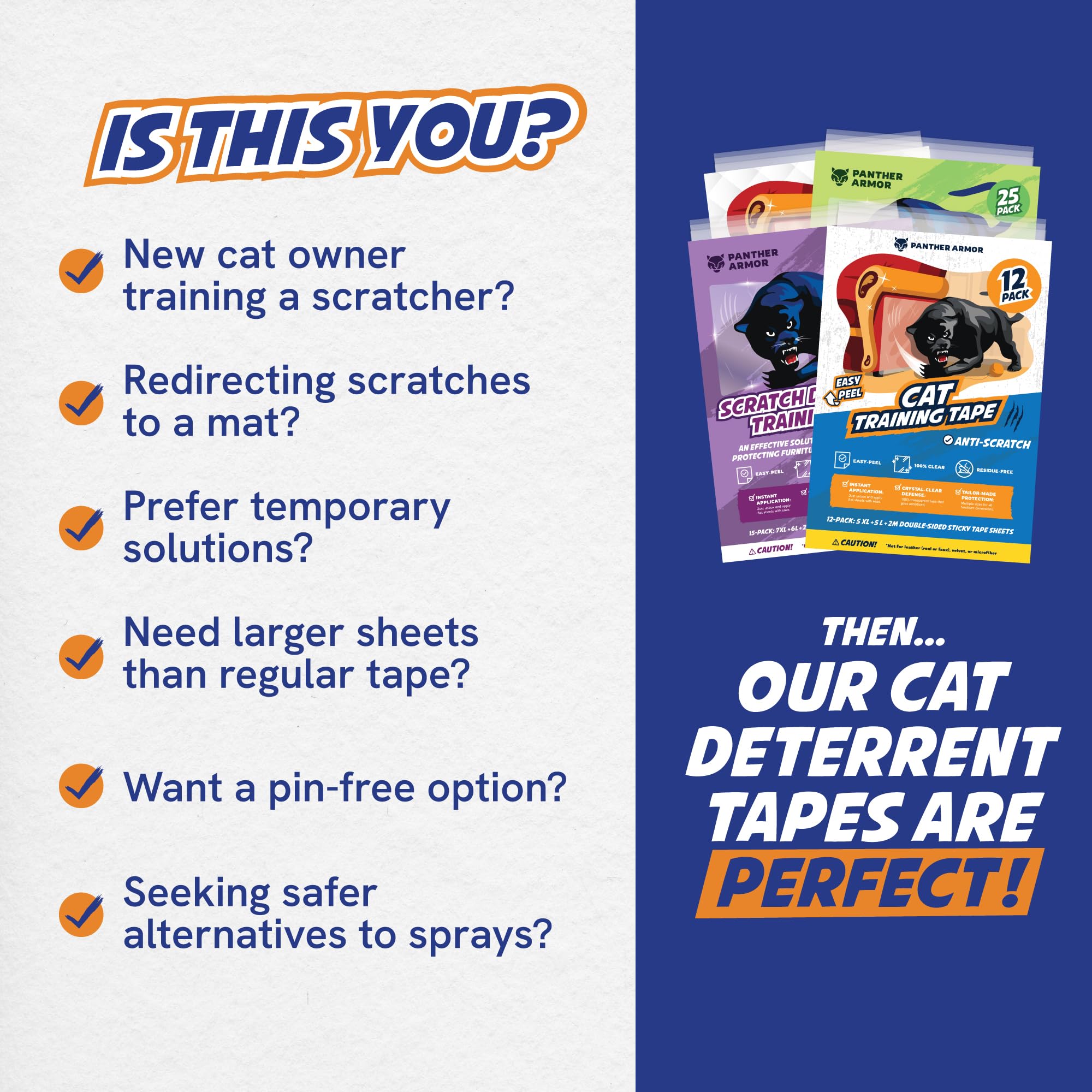 10 Pack Cat Scratch Furniture Protector Tape Sheets Furniture