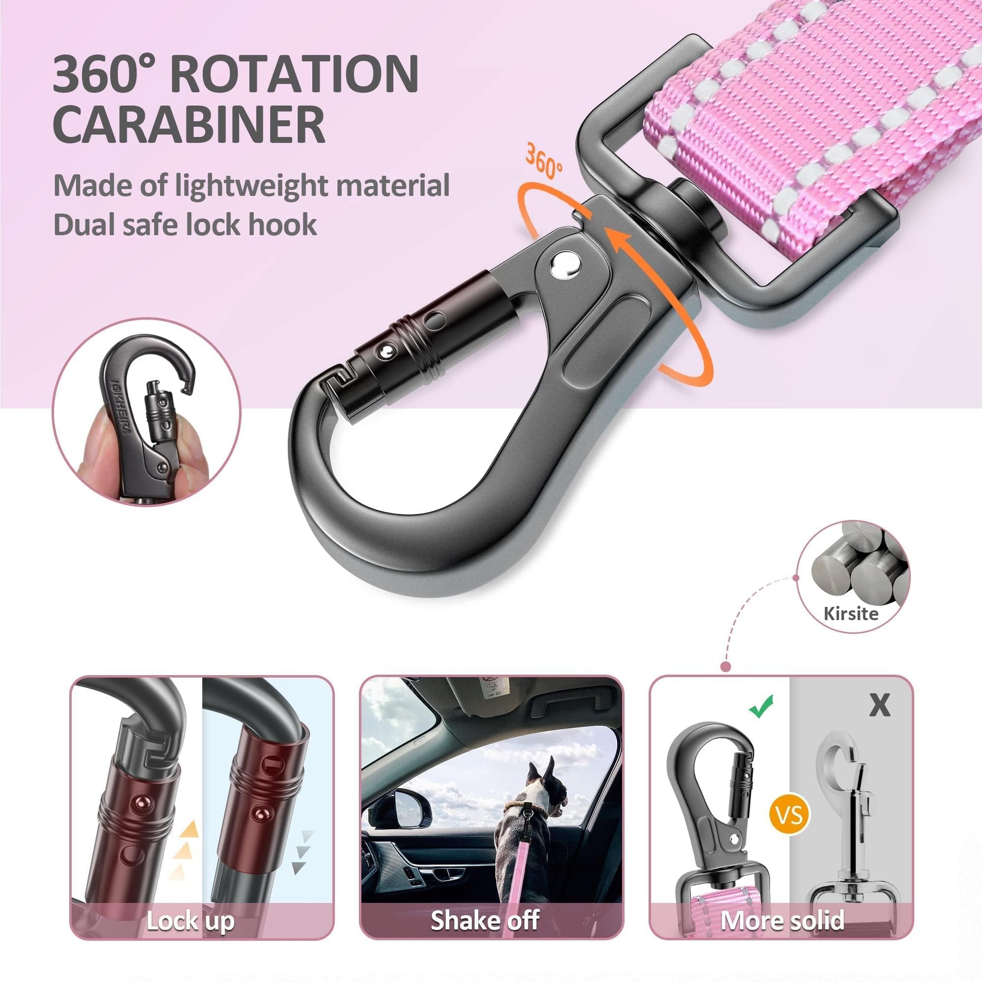 IOKHEIRA Dog Seat Belt 3-in-1 Car Harness for Pets Adjustable Seat