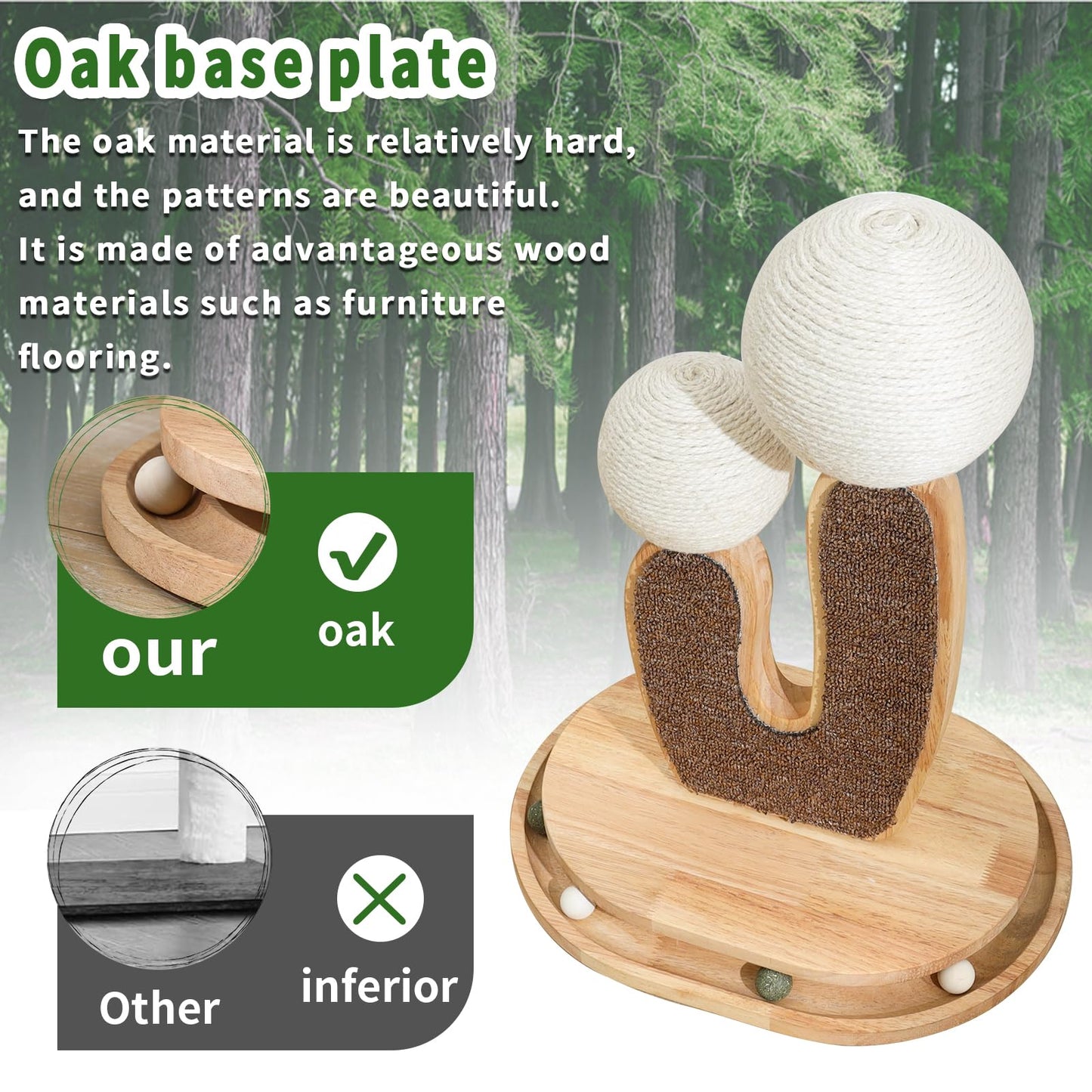 Cactus-Shaped Cat Scratching Post with Cat Scratcher, Interactive Toy