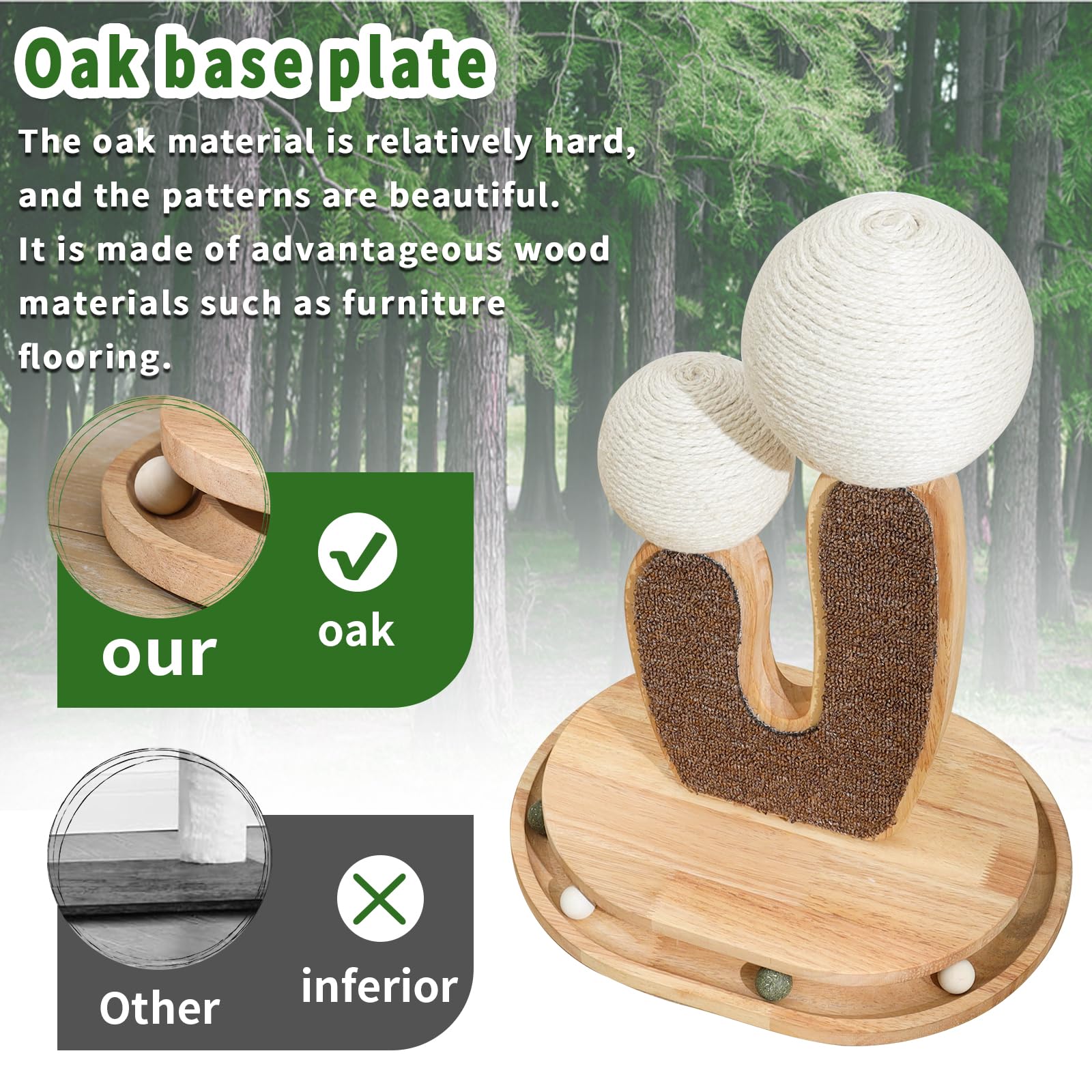 Cactus-Shaped Cat Scratching Post with Cat Scratcher, Interactive Toy