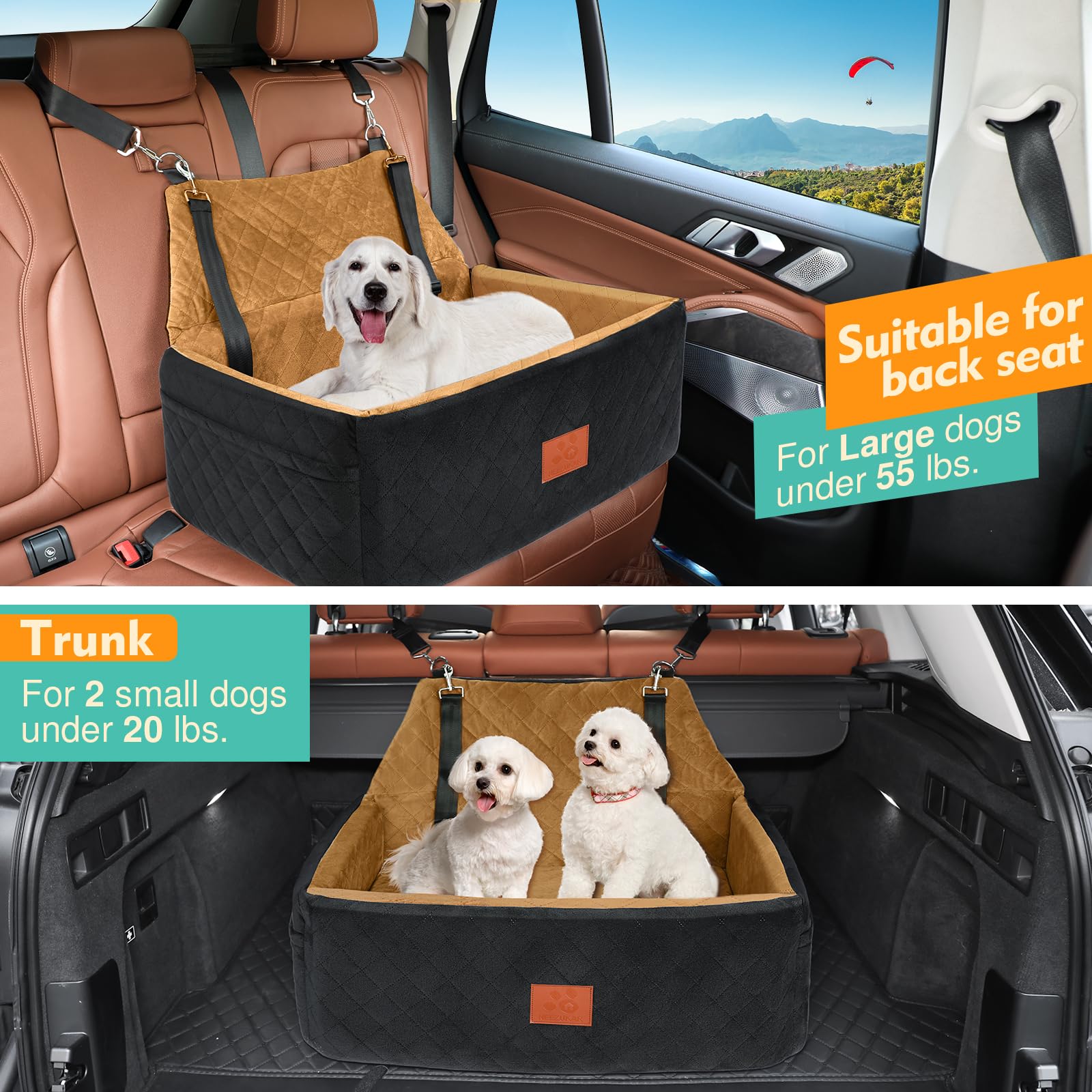 NEEZUKAR Dog Car Seat for Large Medium Dogs,Washable Pet Car Seat