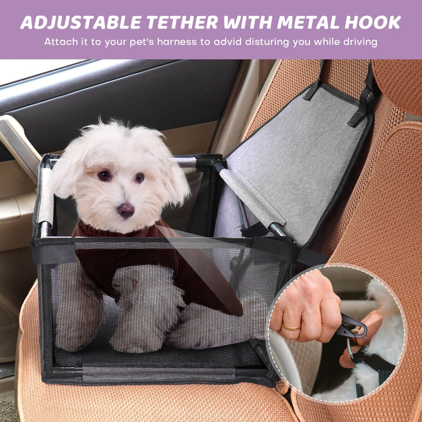 GENORTH Small Dog Car Seat Portable Puppy/Pet Booster Seat
