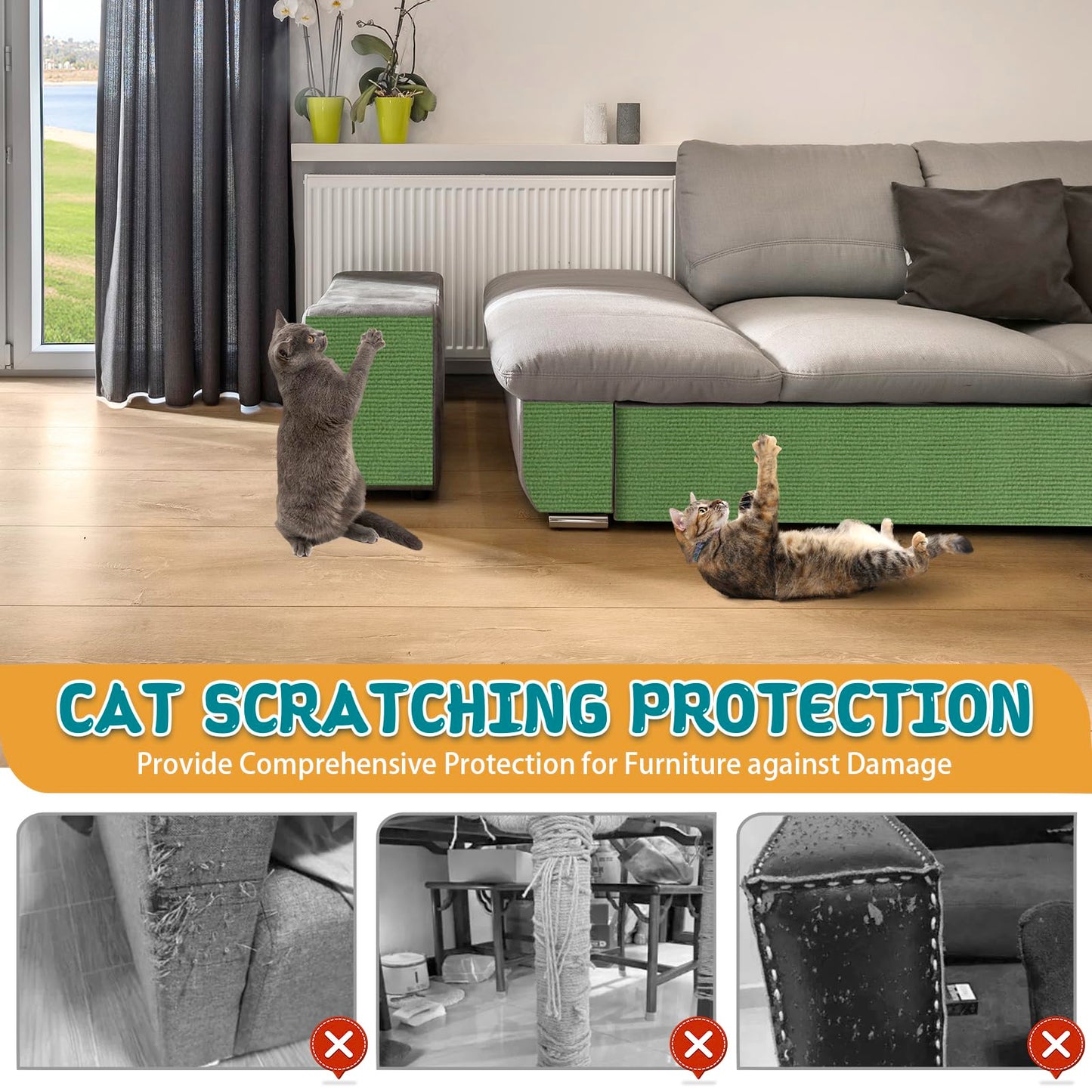 Climbing Cat Scratcher Mat Trimmable Cat Scratching Post Carpet Tree