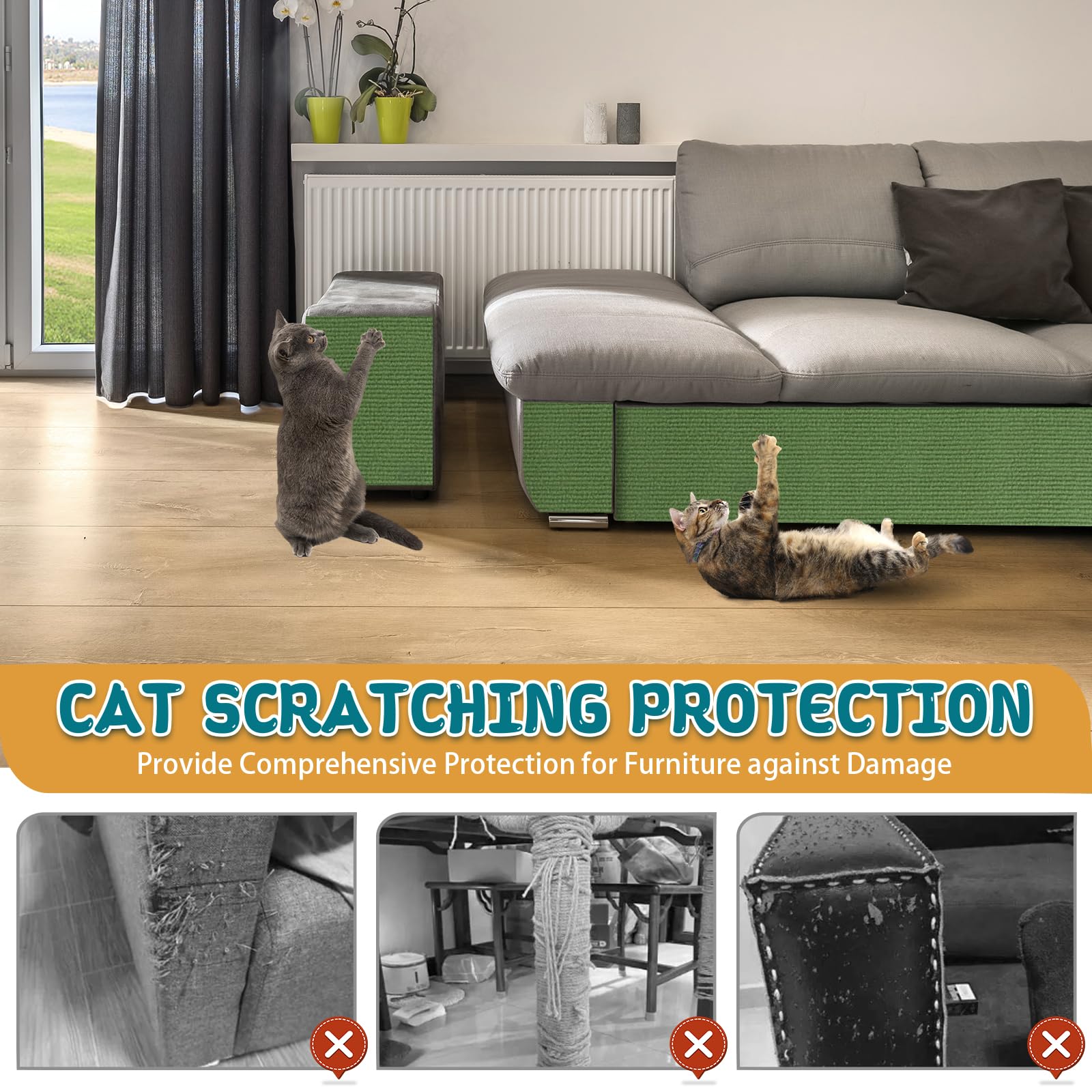 Climbing Cat Scratcher Mat Trimmable Cat Scratching Post Carpet Tree