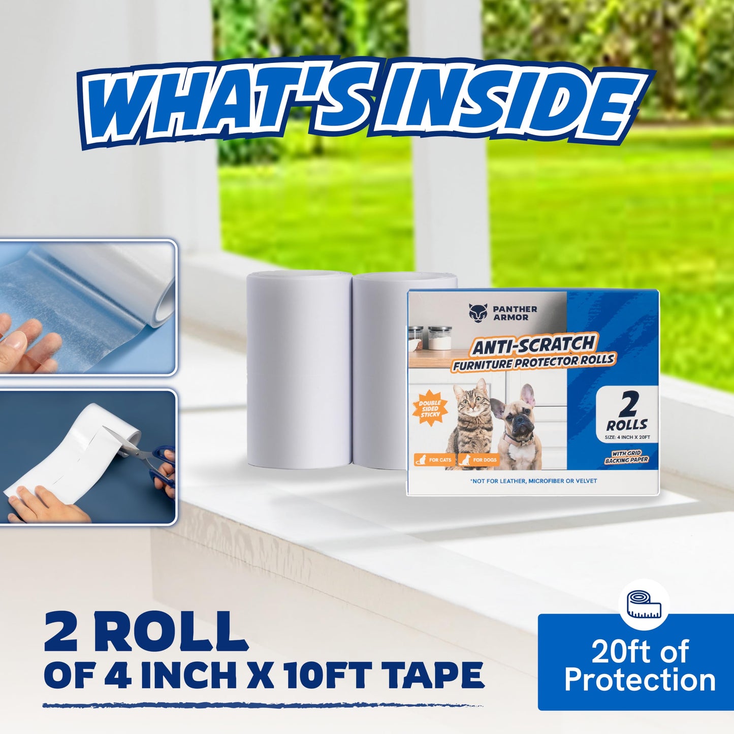 2 Rolls Cat Scratch Furniture Protector Tape Double-Sided Furniture