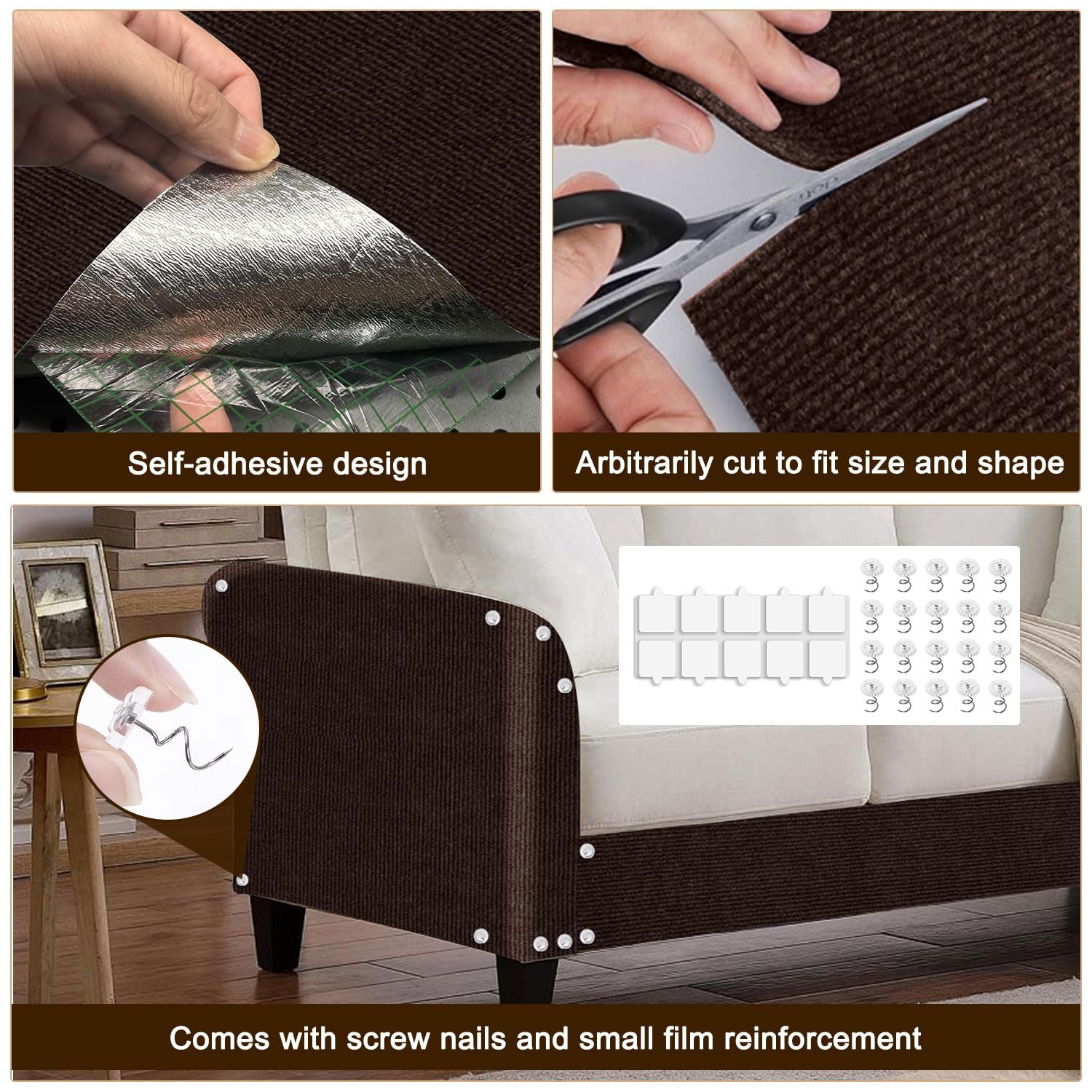 Cat Scratch Mat, x15.9" Trimmable Self-Adhesive Cats Scratch Mat