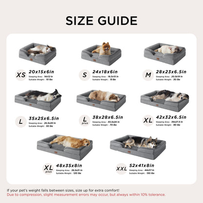 Bedsure Small Orthopedic Dog Bed Washable Bolster Dog Sofa Beds