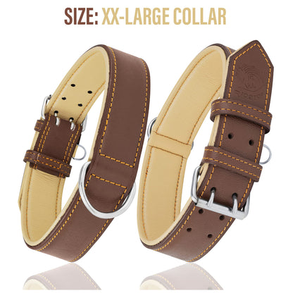 Riparo Adjustable Leather Dog Collar Heavy Duty Wide Dog Collar