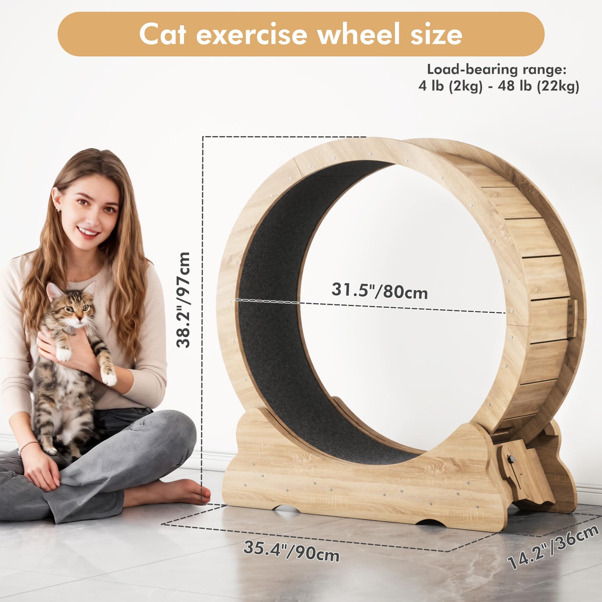 Cat Exercise Wheel, Cat Running Wheel with Smooth and Quiet Teaser