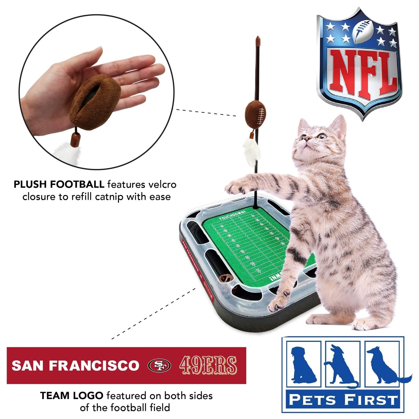 Pets First Cute Cat Toy SAN Francisco 49ERS Football Field Catnip