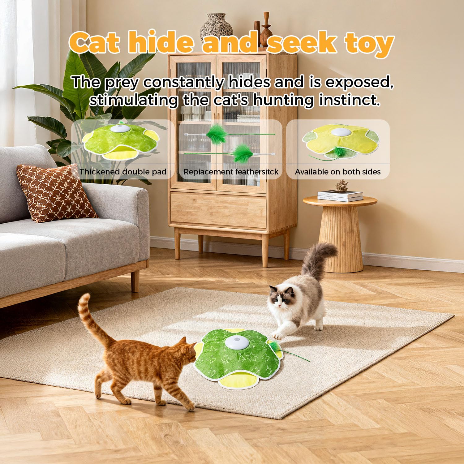 EHWZ Cat Toys for Bored Indoor Adult Cats, Rechargeable Wand