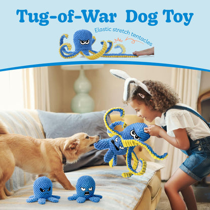 Interactive Dog Toys Octopus, 4 Pack Squeaky Hide And Seek Plush