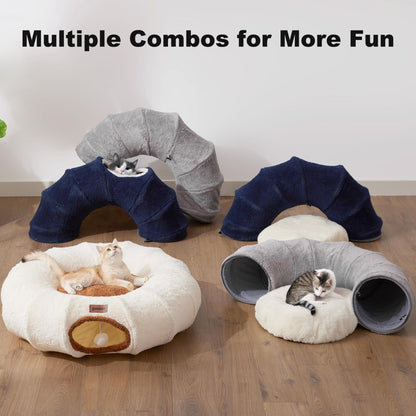 ZOMISIA Cat Tunnel Bed for Indoor Cats, Cute Cat Donut Toy Tunnel