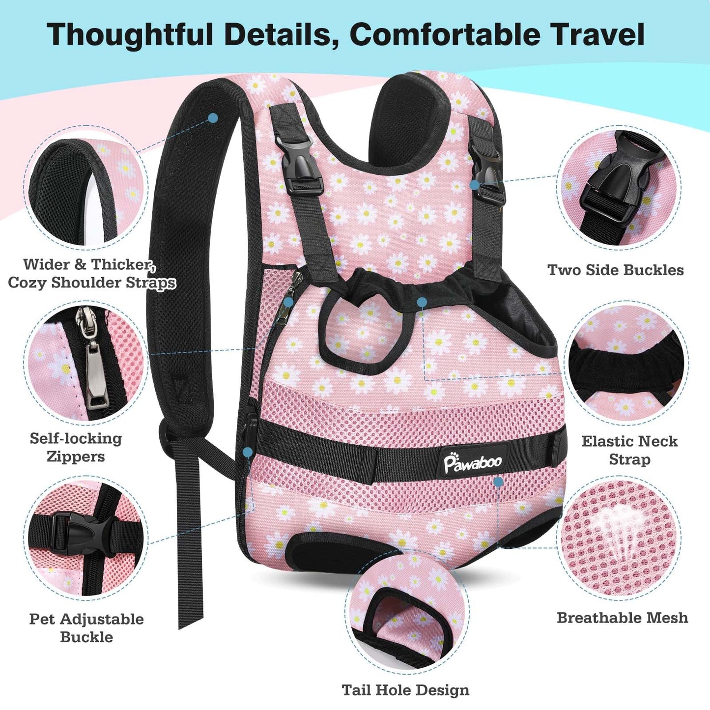 Pawaboo Pet Dog Front Carrier Backpacks, Legs Out Pet Carrier