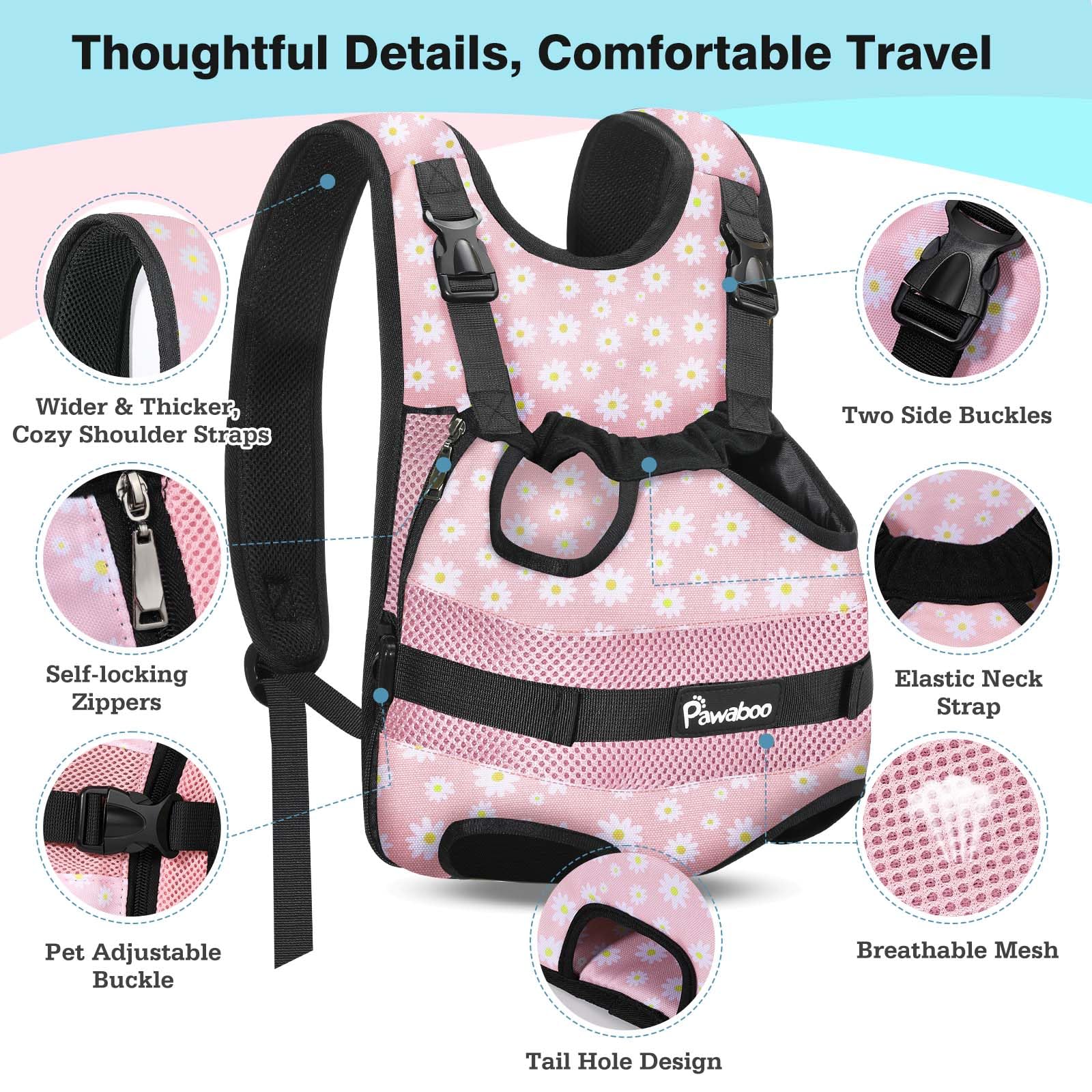 Pawaboo Pet Dog Front Carrier Backpacks, Legs Out Pet Carrier