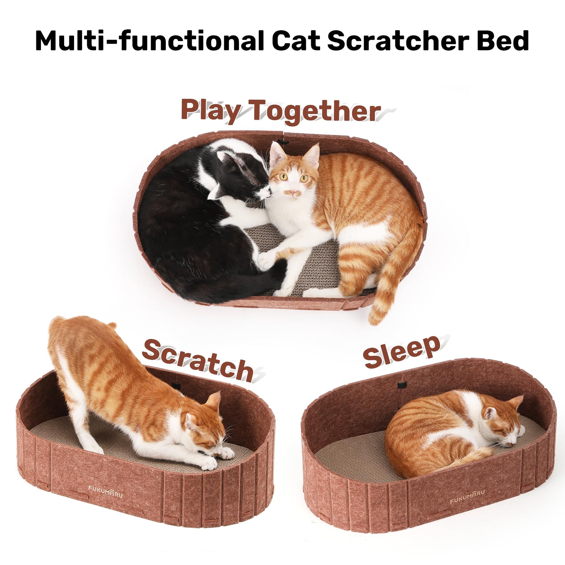 FUKUMARU Cat Scratcher, Sofa Shape Cat Scratching Bed, Reversible Bed