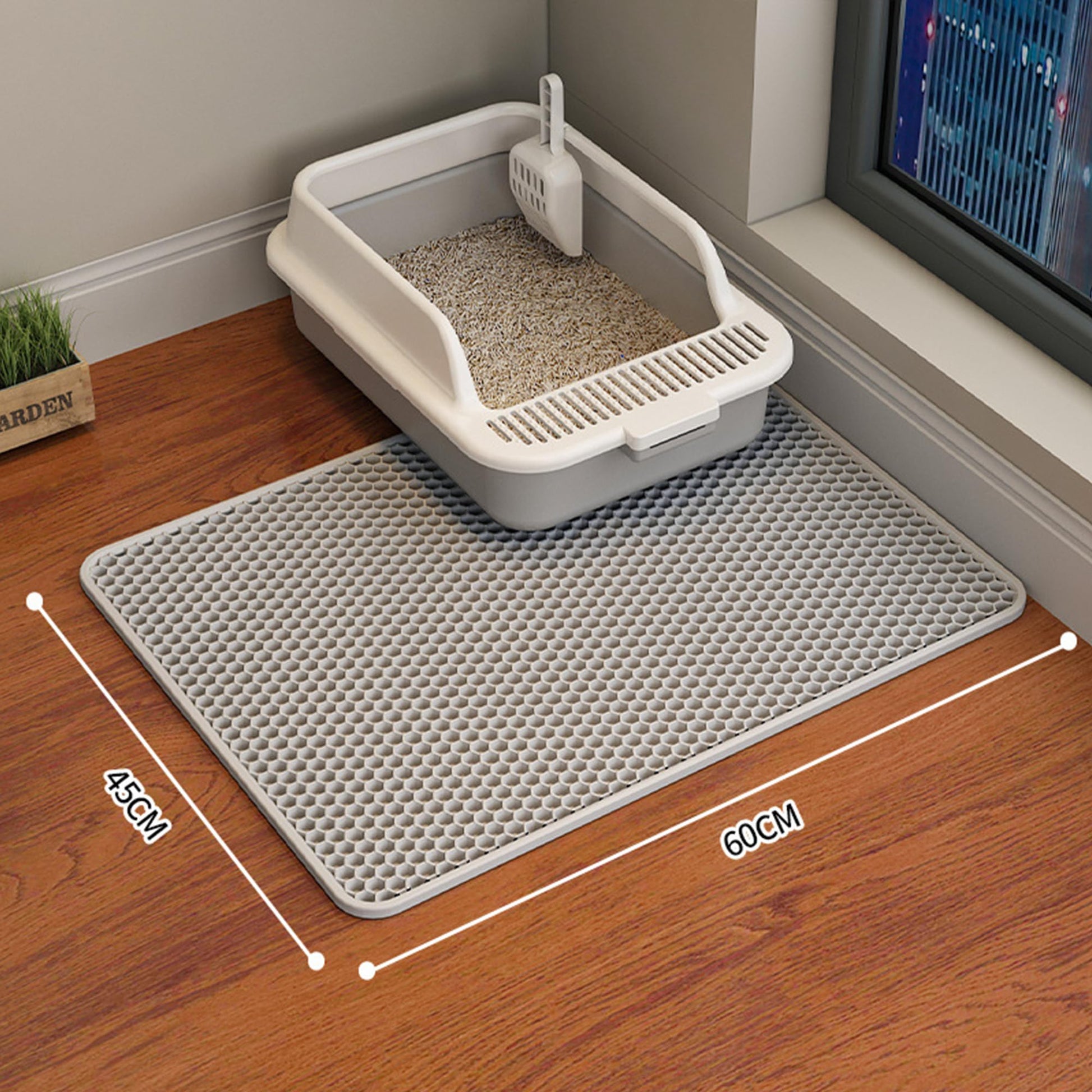 HCY&WLD 2-Pack Cat Litter Mat, Double Layer Honeycomb Waterproof Mat