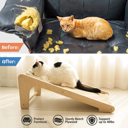 PETKARAY Cat Scratcher, Cat Sisal Scratching Ramp, L Shape Cat Pad