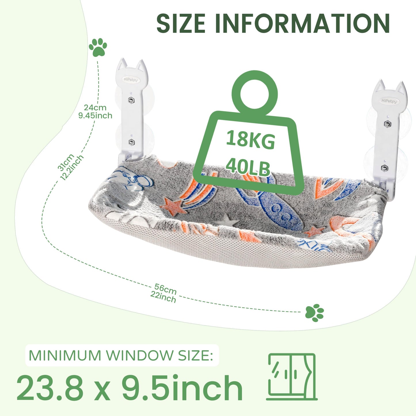 HiPetpy 2 Pack Cat Window Perch, Glow in The Foldable Cat Hammock Bed