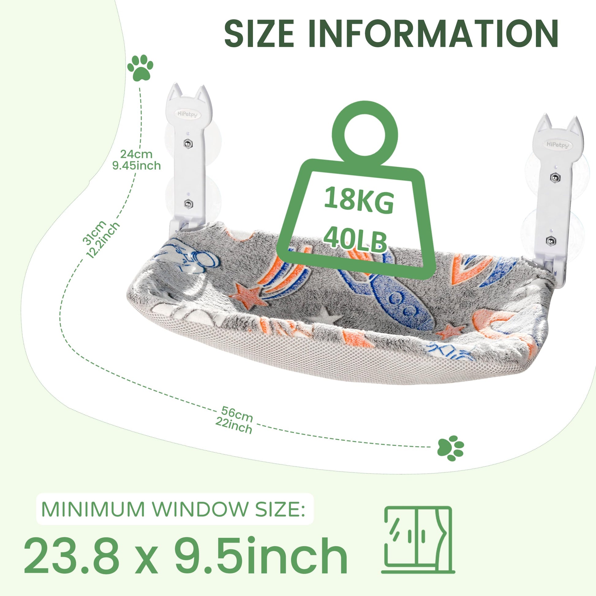 HiPetpy 2 Pack Cat Window Perch, Glow in The Foldable Cat Hammock Bed