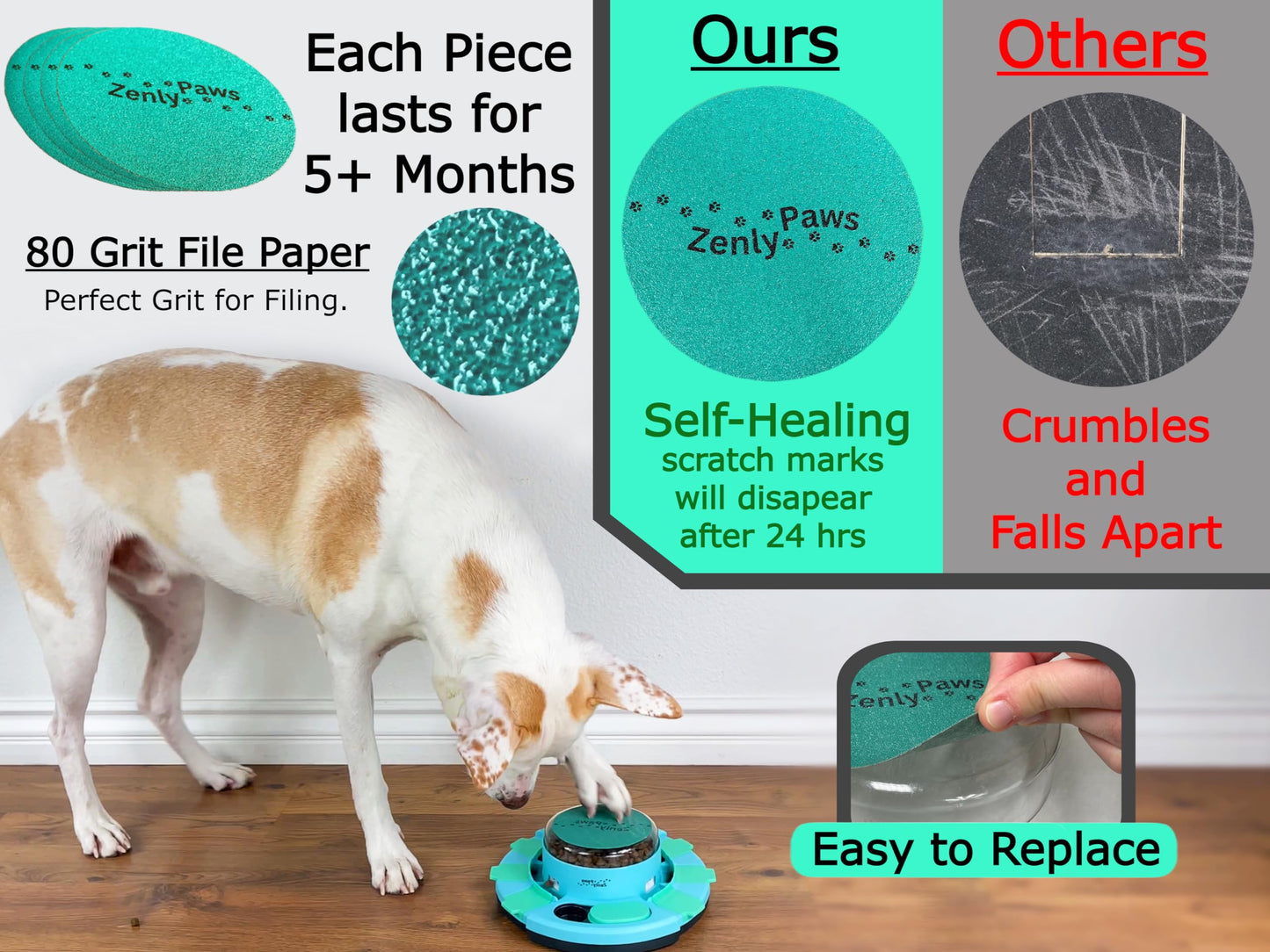 Zenly Paws Nail File Toy, Dog Scratch Pad for Nails, Dog Nail Toy