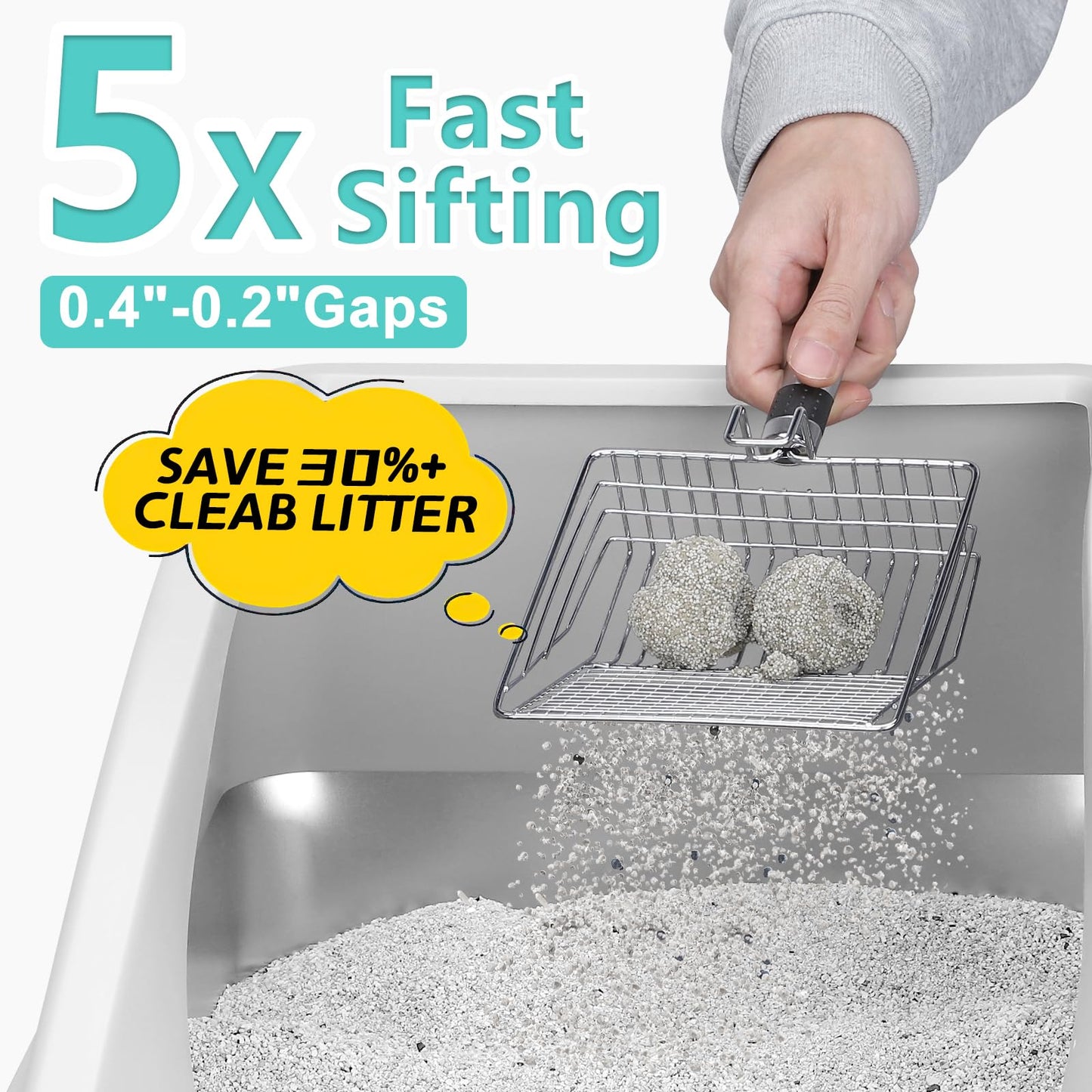 Stainless Steel Litter Box, XL Enclosed Cat Litter Boxes with Lid Mat