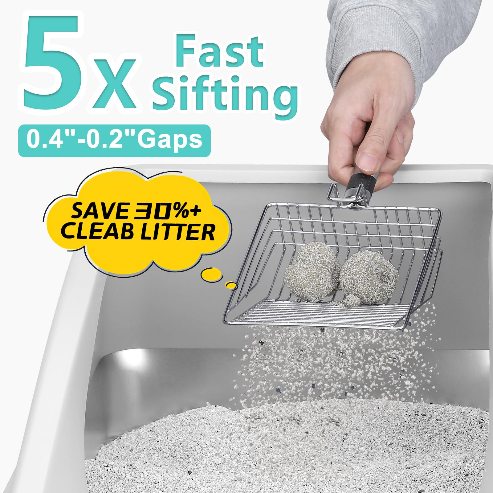 Stainless Steel Litter Box, XL Enclosed Cat Litter Boxes with Lid Mat
