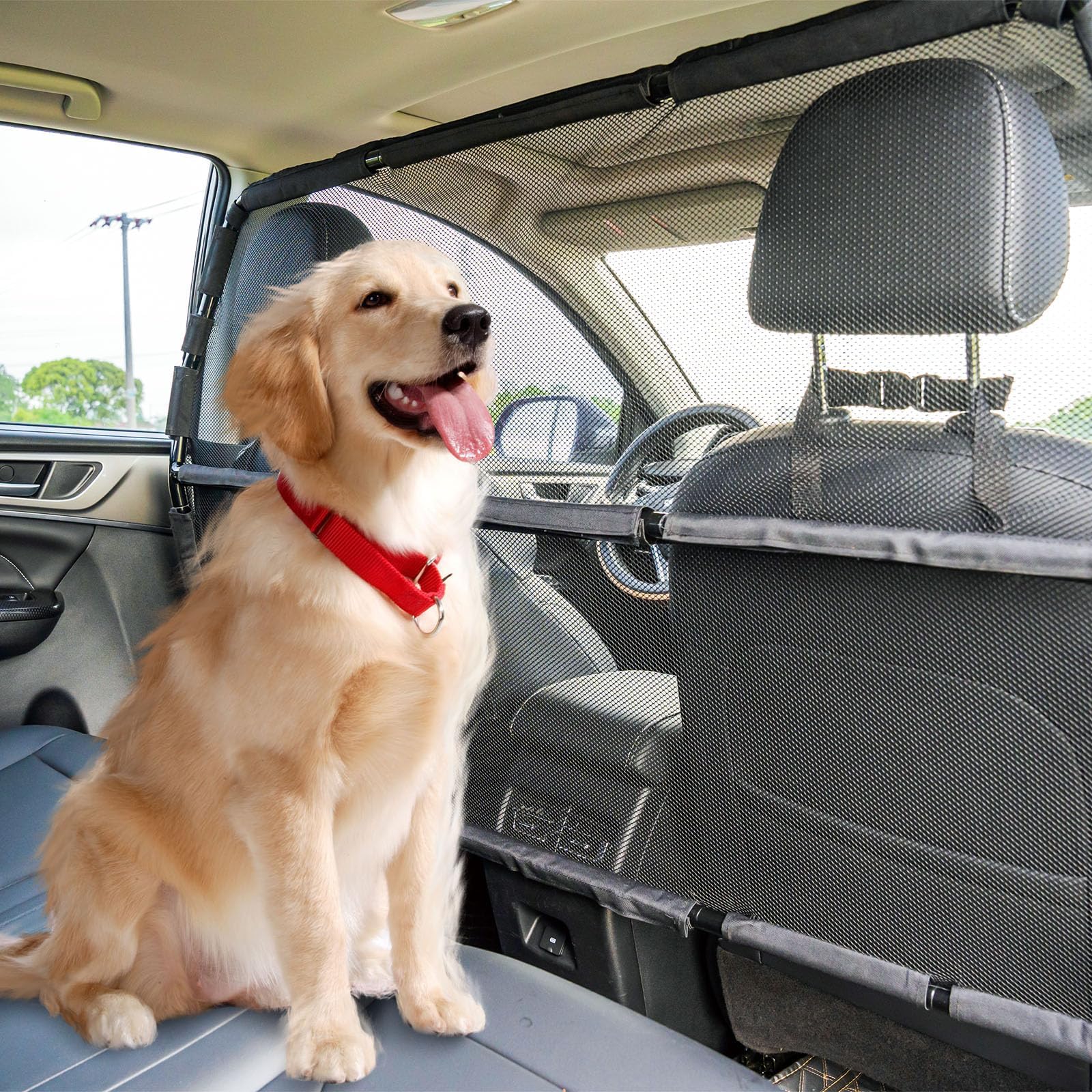 Dog Car Barrier Escape-Proof, 56" Wide Divider for 2nd 3rd Row Seat