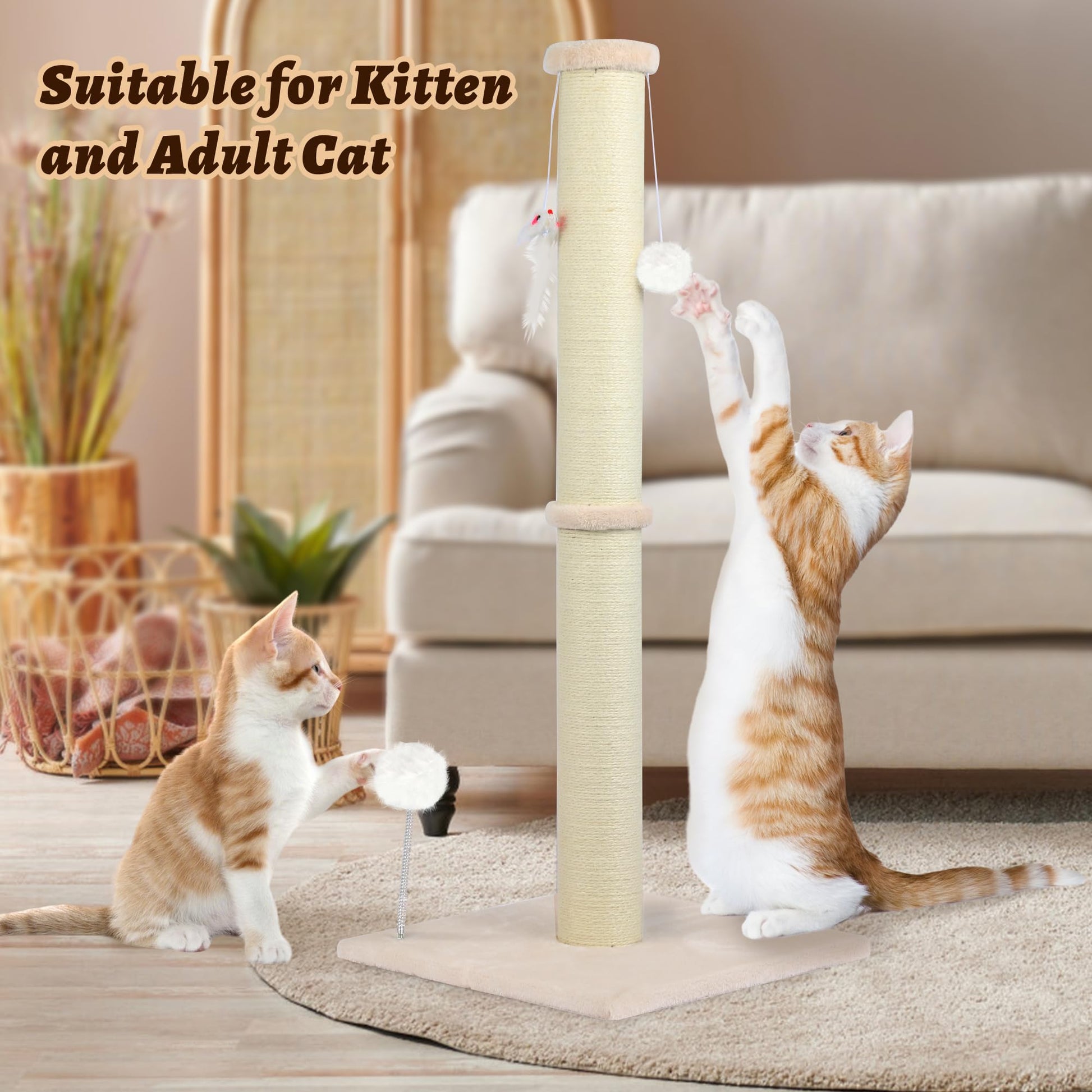 Tall Cat Scratching Post Sisal Cat Scratcher for Indoor Tower