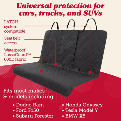Lusso Gear Dog Car Seat Cover Waterproof Non-Slip Car Back Seat