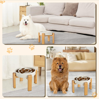 Elevated Slow Feeder Dog Bowl Large Breed, Ceramic Slow Eating Bowl