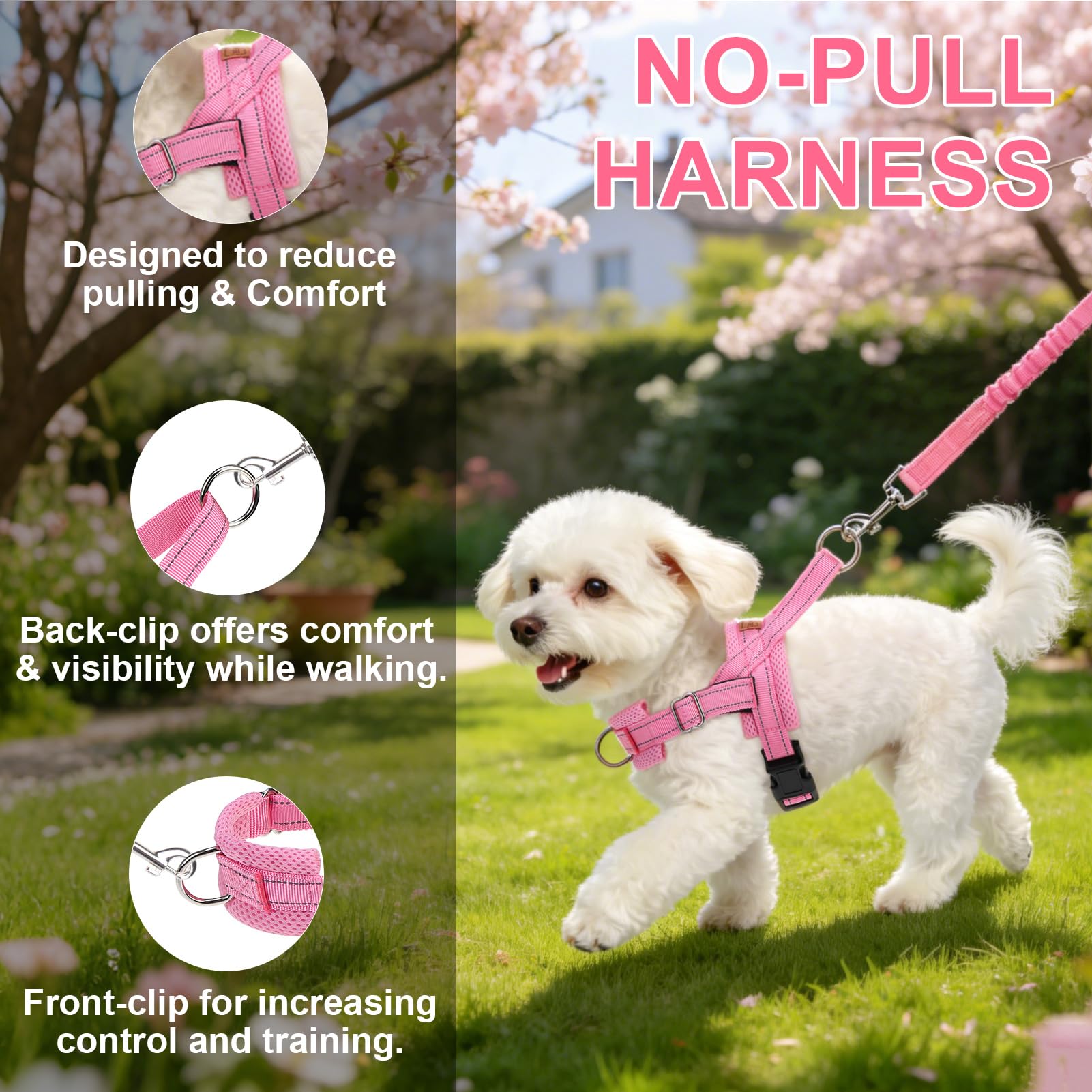 BEAUTYZOO Dog Harness Small Sized Dogs,2.0 Upgraded No Pull Leash